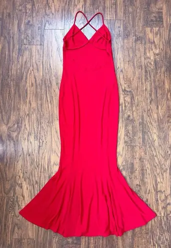 Norma Kamali • Low Back Slip Mermaid Fishtail Gown red backless strappy knit