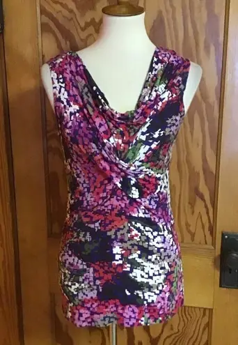 CAbi op art bright plunging tank top