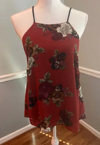 Her Name Says Grace Burgundy Floral Tank Top