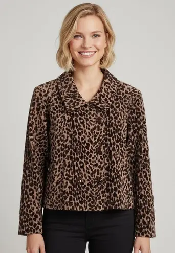 Kiko Leopard Corduroy Double Breasted Jacket One Size Brown Size undefined