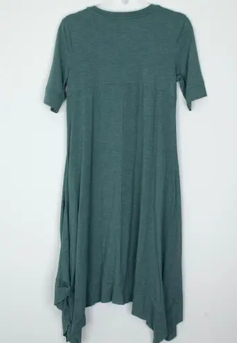 LOGO By Lori Goldstein LOGO Lounge by Lori Goldstein Womens V Neck Asymmetric Midi Dress Size S Green