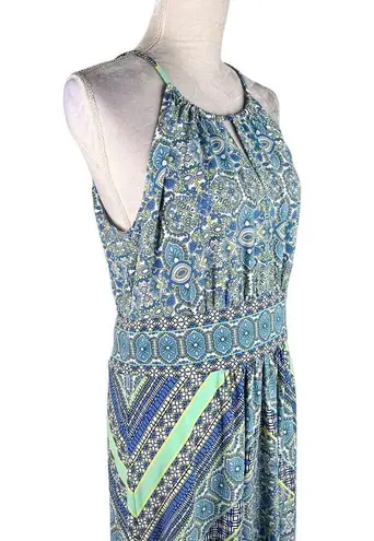 London Times Maxi Dress 4 Keyhole Sleeveless Geometric Long Stretch New