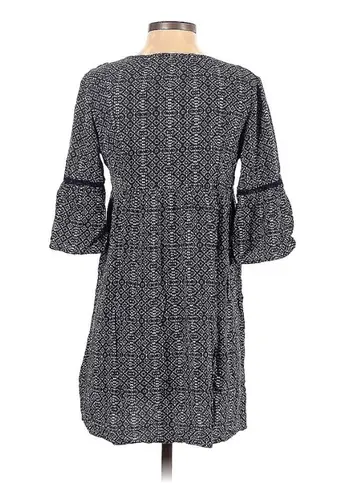 Artesia Boho Dress Casual Mini with Neck Ties Tassels Navy Cream Size S