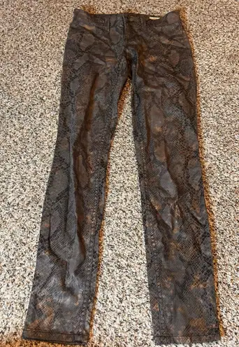 Level 99 Snakeskin Print Ultra Skinny Jeans Gray Animal Print Size 25
