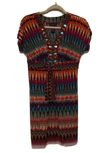 Robbie Bee Signature by Size 4 Petite 4P Multicolor Embellished Sheath Dress