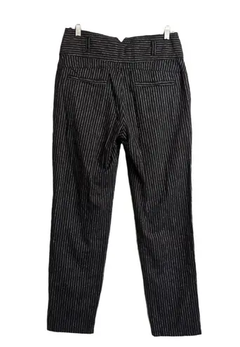 Sundance Amelia Linen Blend Pants Pinstripe High Waist Pleat Front Trousers 6 Black