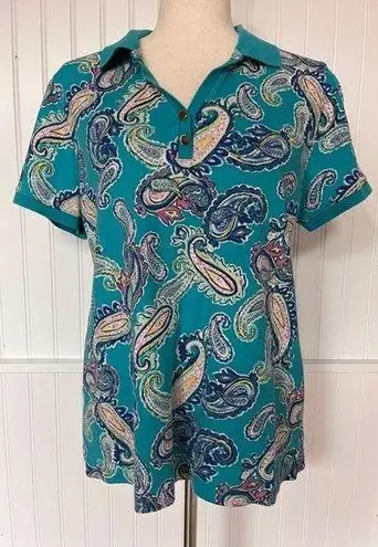 kim rogers Short Sleeve Multicolored Paisley Top by