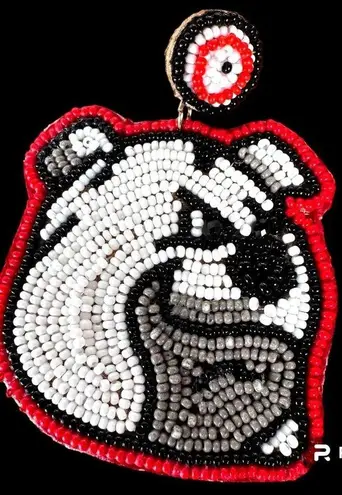 Bulldog Earrings UGA Dawgs University of Georgia Beaded Dangle Post New …