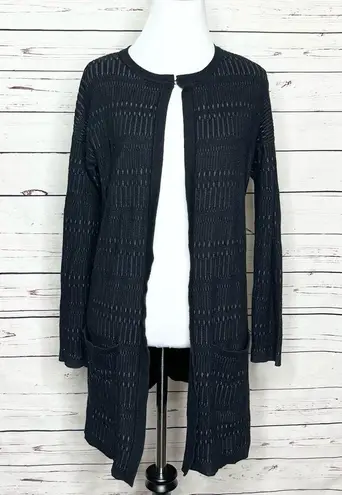Elie Tahari Ellie Tahari Black Textured Knit Long Cardigan Sweater Size XS