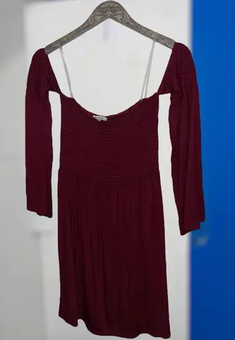 Charlotte Russe Wine Tube Flare Dress With Attached Sleeves