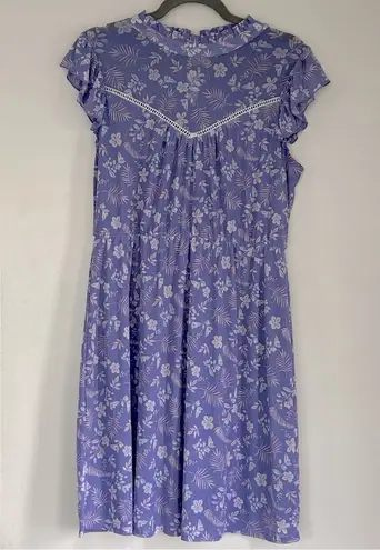 Luna Purple Floral High Neck Flowy Ruffle Dress L
