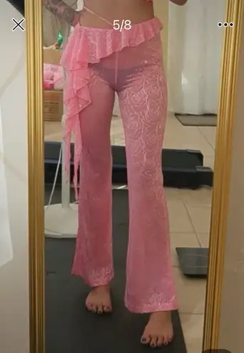 Swimsuit coverup Flare see through pants🤩 Pink Size M