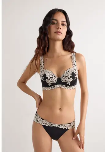 NWT Women's Intimissimi Pretty Flowers Lace Sofia Balconette Bra size 40C Black