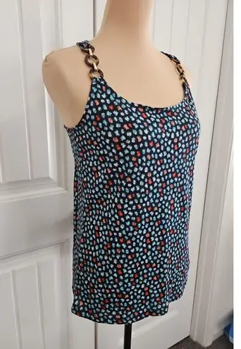 Michael Kors Midnightblue Ditzy Tank Chain Straps Size S Blue