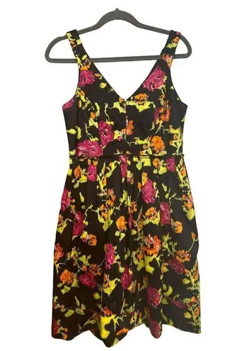 Kay Unger VTG  New York Ladies V Neck Summer Floral Sleeveless Floral Dress SZ 8