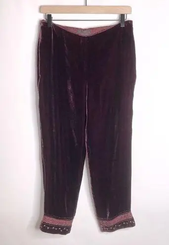 Ralph Lauren Vintage Ralph  Burgundy Velvet Cropped Pants Beaded Size 8 Medium