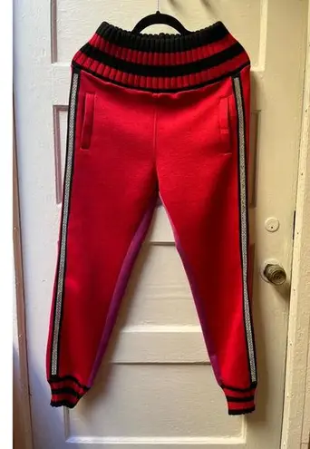 Frankie Morello red purple black color block stripe urban jogger sweatpants XS