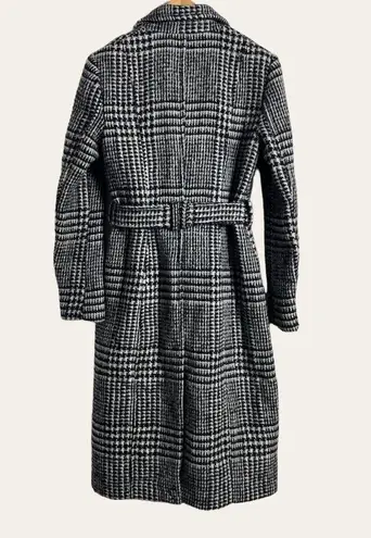 Cole Haan  Signature Houndstooth Plaid Wool Blend Belted Trench Coat Size 6