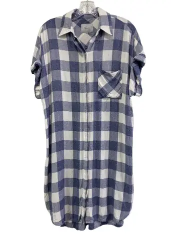 Rails Flannel Buffalo Plaid Button Down Shirt Dress Size S Rayon Boho Casual - Image 1