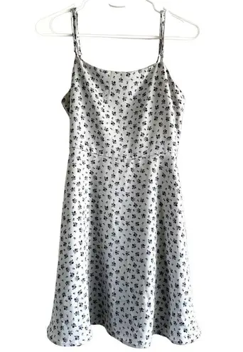 Lulus Sunny Hillside Ivory Floral Print Skater Dress Mini Square Neck White S