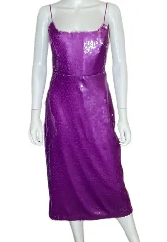 Autumn Adeigbo Women’s Aster Sequin Midi Dress in Purple Sz 6