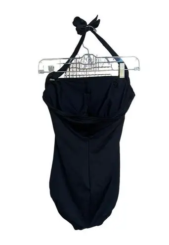 MiracleSuit  One Piece Halter Top Ruched Swimsuit Black Size 6