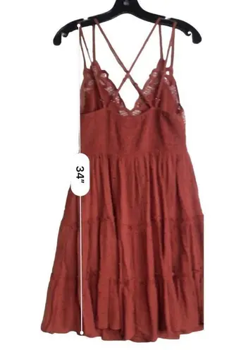 Brand New In Bohemian Burnt Orange Skater Dress Size S