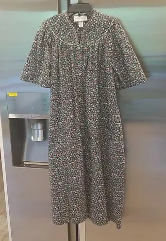 Vintage 80's HerbCraft II House Coat Duster Cottagecore Prairie Floral Medium