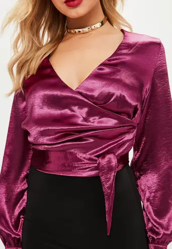 Missguided NWT  Pink Satin Wrap Blouse