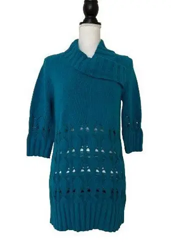 Etcetera Woman’s Blue Knit Cotton Sweater/Cardigan, Sz M