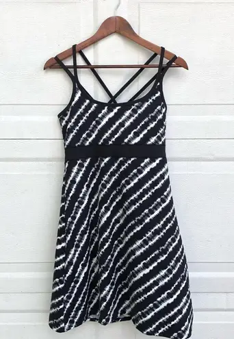 Soybu Women’s Dress Tahiti Black White Tie Dye Straps Strappy Medium