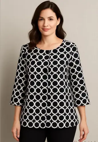 Ecology Women Sz 1X Cotton buttoned front lightweight jacket geo print Blazer Blue