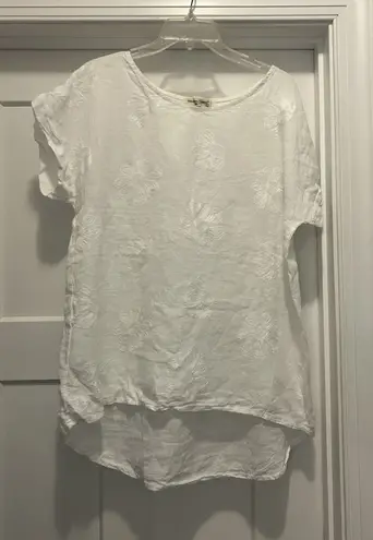 Terzo Millennio Made In Italy White 100% Linen Lagenlook Tunic Top Women Size L Size L