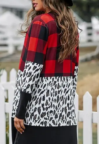 CARDIGAN BUFFALO PLAID LEOPARD PRINT Size undefined