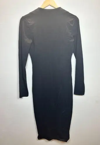 Babaton Women's Size M Black Fame Mini Dress Open V Neck Collared EUC