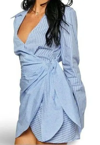 Beginning Boutique NWTS🦋SZ 4 🦋 HOLLY FRENCH BLUE STRIPED TIE WAIST MINI DRESS