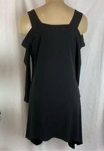 Clara Sun Woo Black Cold Shoulder Sharkbite Hem Tunic Top S