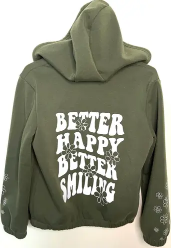 Fire + Fleur Olive Green Graphic Hoodie – Women’s Medium – NWOT