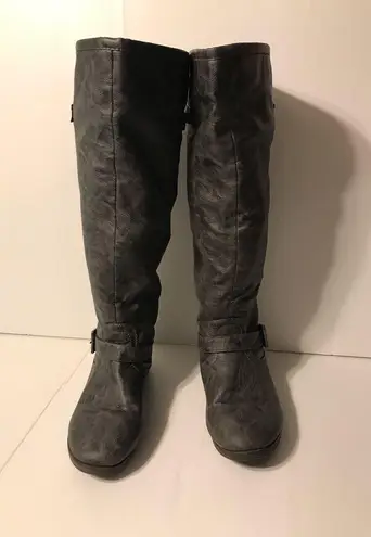 Journee Collection gray red tall boots women size 10