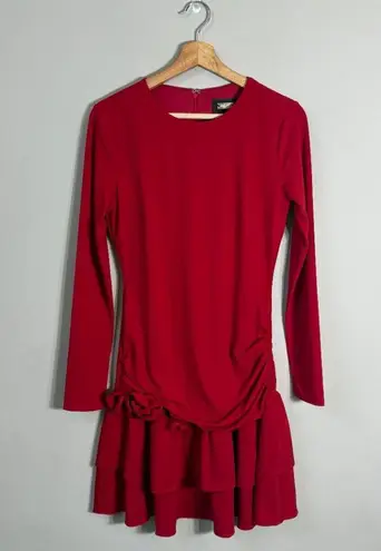 Alexia Admor Pluto Rosette Long Sleeve Mini Dress Women's Small Red Ruffle NWT