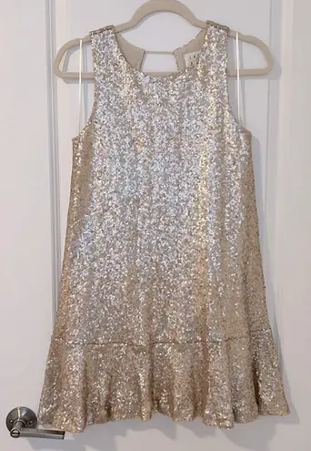 Lost + Wander Sequin Sleeveless Shift Mini Cocktail Dress Size XS Champagne Gold