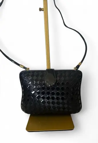 Vintage J & S Original 1960s Black Patent Woven Convertible Bag