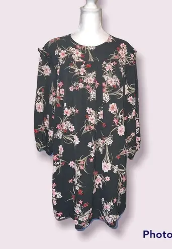 BCBGeneration BCBG Black Floral 3/4 Sleeve Tunic Dress Size 2 NWT