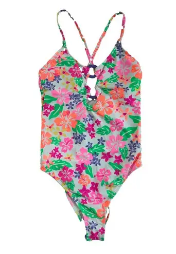 California Waves HAWAII SUNSET RING-FRONT ONE-PIECE SWIMSUIT MULTICOLOR SIZE M