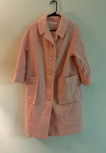 Vintage Pink Textured Coat with Large Pockets | Mid Century Mod Style | Size M Size M