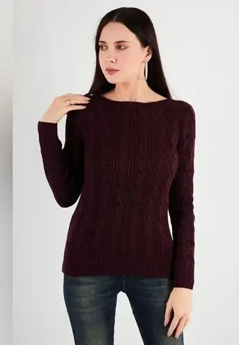 Ralph Lauren black label Women Long Sleeve Textured Sweaters large Purple