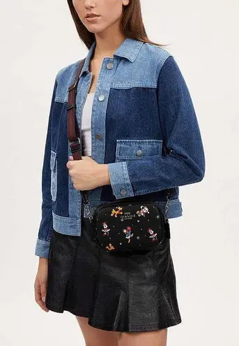 Coach Disney X  Mini Jamie Camera Bag with Holiday Print Black Multi CN027