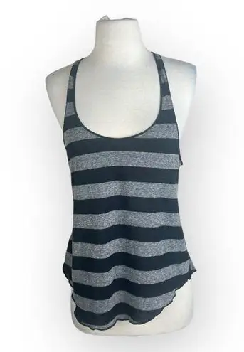 Full Tilt  Racerback Tank - Striped Gray and White, Vintage Size Medium