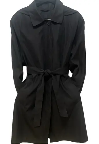 London Fog Vintage 1970s Detachable Hood Winter Lining Black Trench Coat Medium