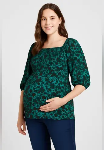 Isabel Maternity by Ingrid & Isa Women’s L teal & black Flowy sheer sleeves top Size undefined